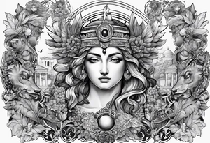 greek mythology collage tattoo idea