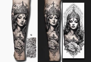 religious sleeve christian tattoo idea