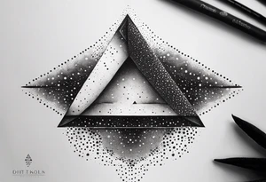 Triángulos fractales, con círculo concéntrico en varios niveles dentro del triangulo fragmentado tattoo idea