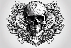 Solid thick lines.
Broken heart with skull.
Respect, honesty tattoo idea
