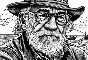 Old man fishing on surtees boat tattoo idea
