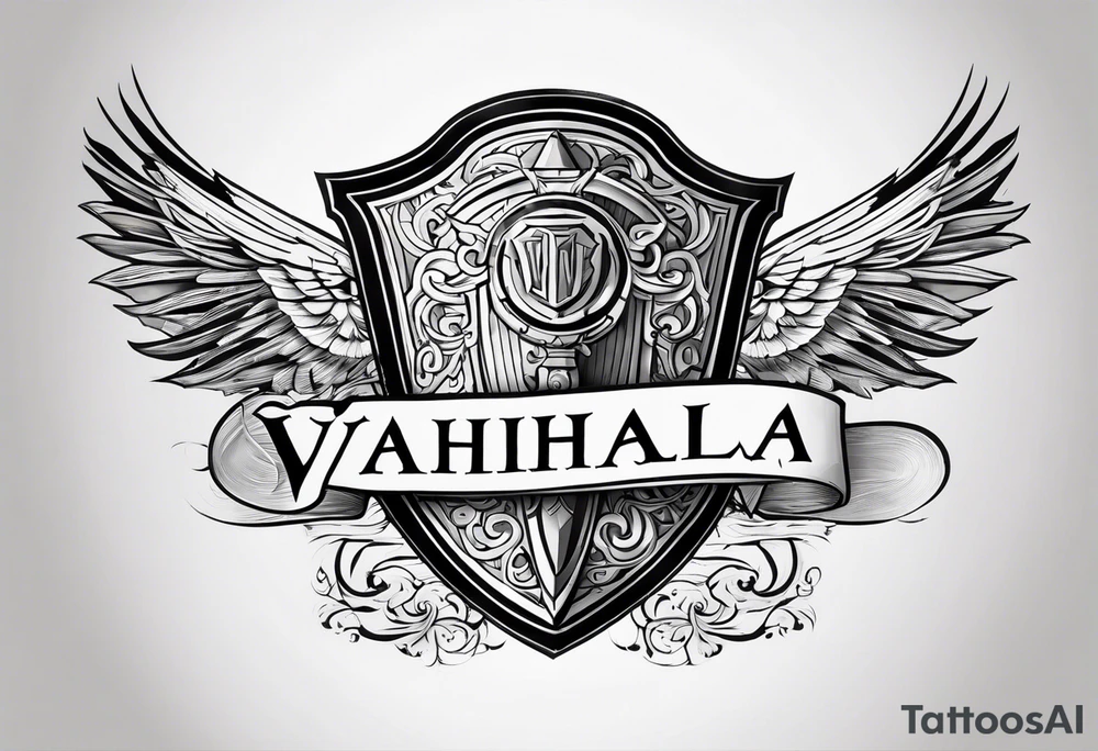 Valhalla steps shield sword tattoo idea