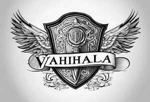 Valhalla  steps shield sword tattoo idea