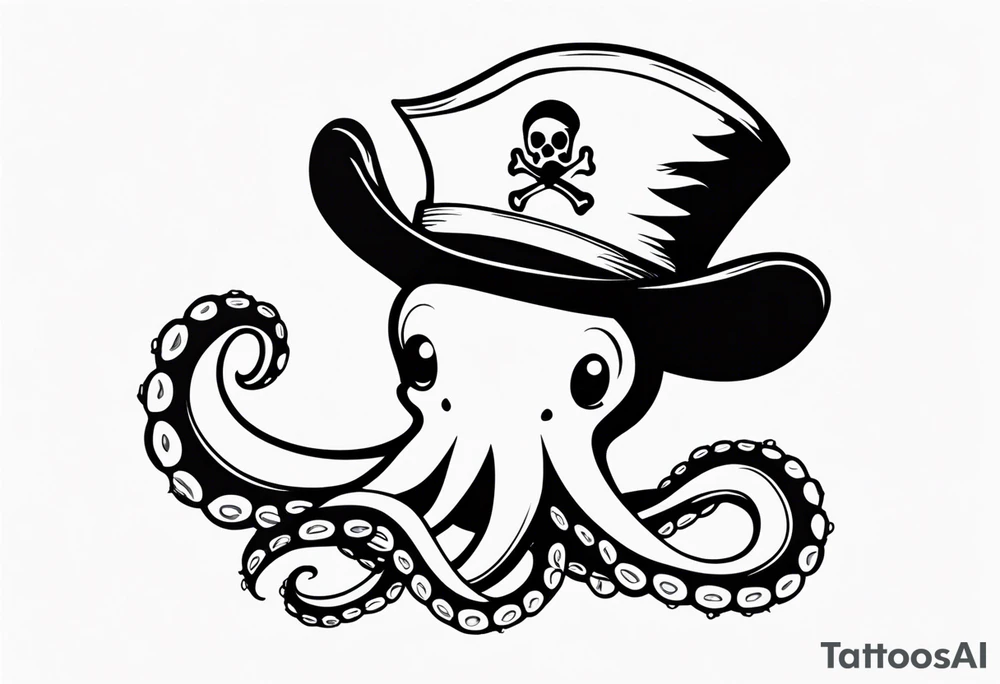 octopus wearing a pirate hat tattoo idea