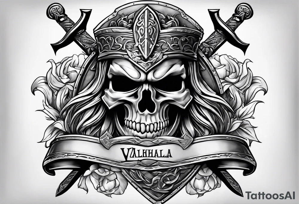 Valhalla sheild sword tattoo idea