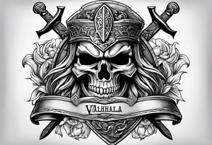 Valhalla sheild sword tattoo idea