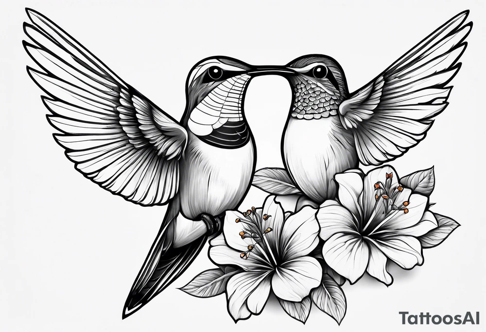 Humming bird and a single flower tattoo idea