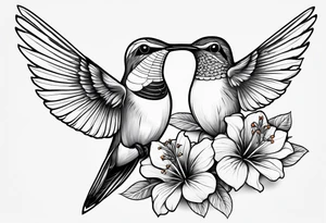 Humming bird and a single flower tattoo idea