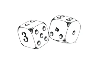 2 dices with dice showing 3, 1,4 tattoo idea