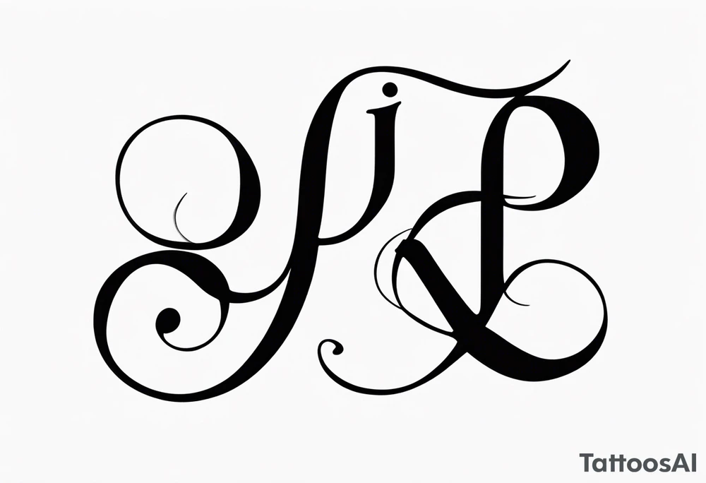 J and R initials cute and small and swirly lowercase simple tattoo idea