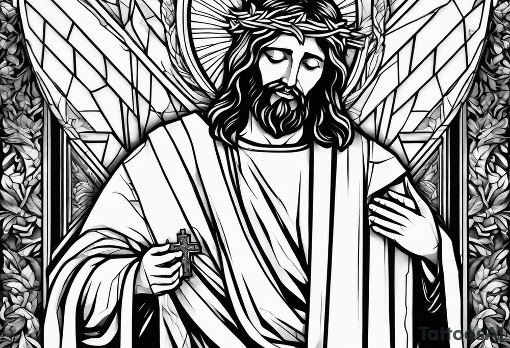 Jesus holding cross tattoo idea