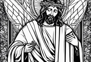 Jesus holding cross tattoo idea