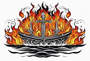 valhalla sword  funeral boat on fire tattoo idea