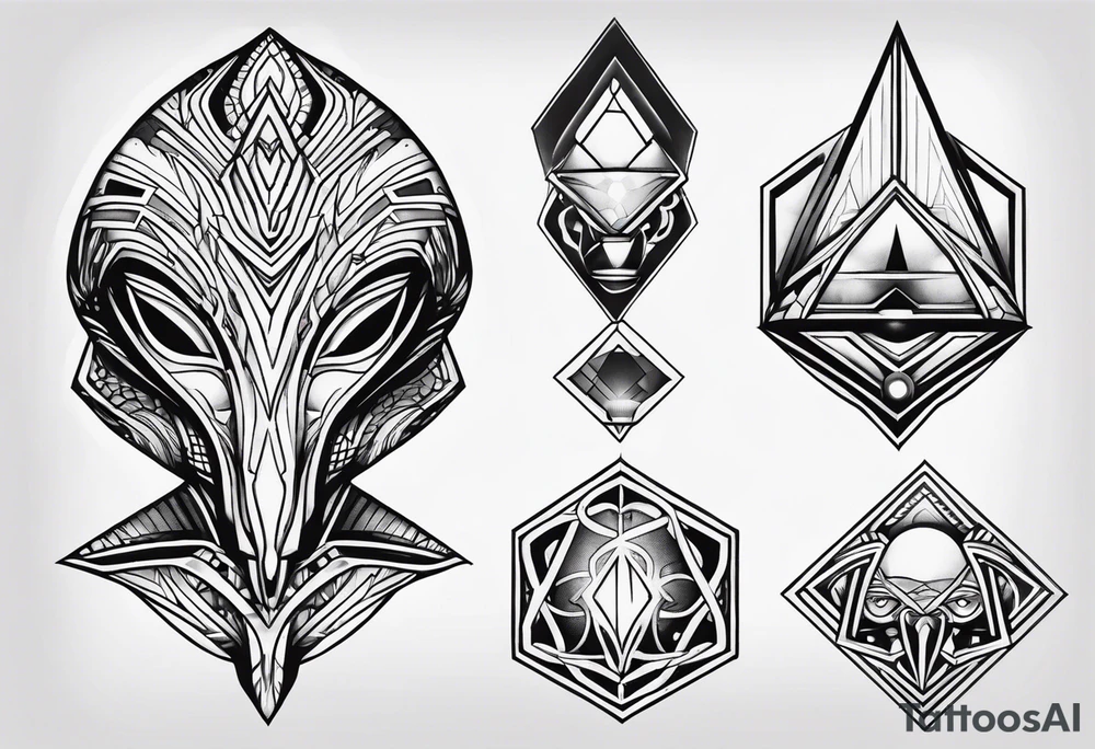 Geometric alien tattoo idea