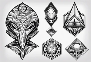 Geometric alien tattoo idea