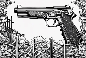 Uzi fence sign gang art tattoo idea