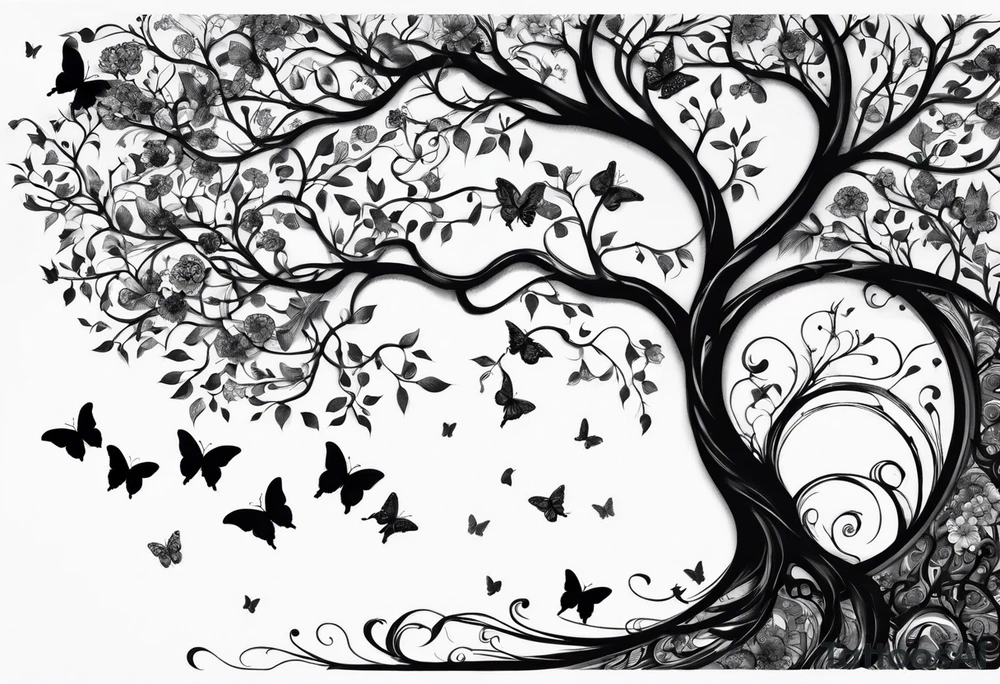 Tree of life moon and butterfly tattoo idea