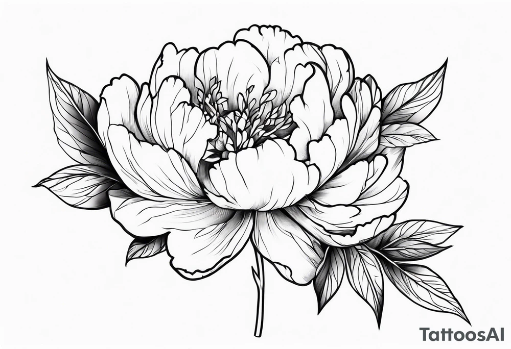 peony with twig tattoo idea