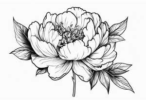 peony with twig tattoo idea
