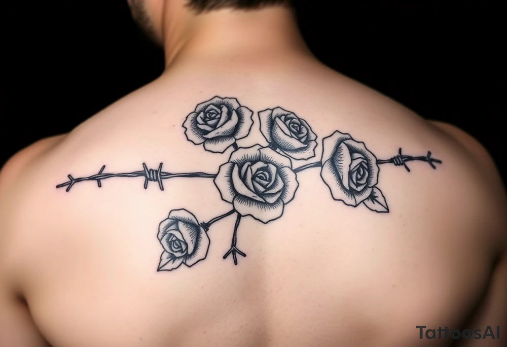 Barbed wire with roses tattoo idea