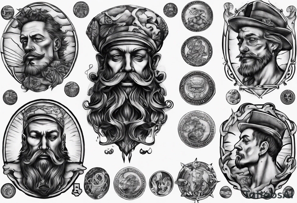 two coins ferry man tattoo idea