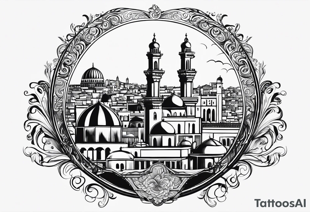 israel city vector 
swirl  vignette tattoo idea