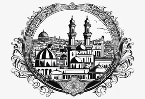 israel city vector 
swirl  vignette tattoo idea