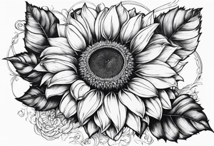 Sunflower, book, flower rose rose & bleu tattoo idea