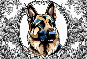 German shepherd in a forest sleeve tattoo tattoo idea