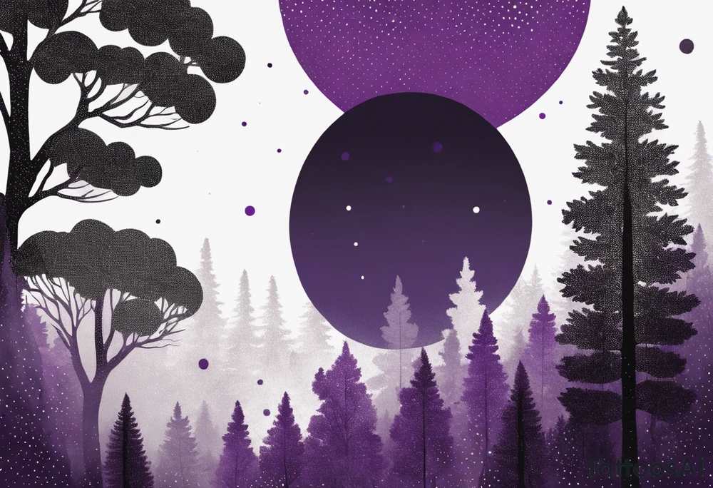 forest, abstract, on hand, no people, purple and black tattoo idea