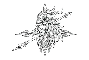 long shaman style mytical bold line with viking rhyme tattoo idea