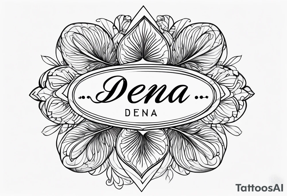 the name “Dena” in cursive tattoo idea
