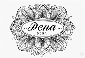the name “Dena” in cursive tattoo idea