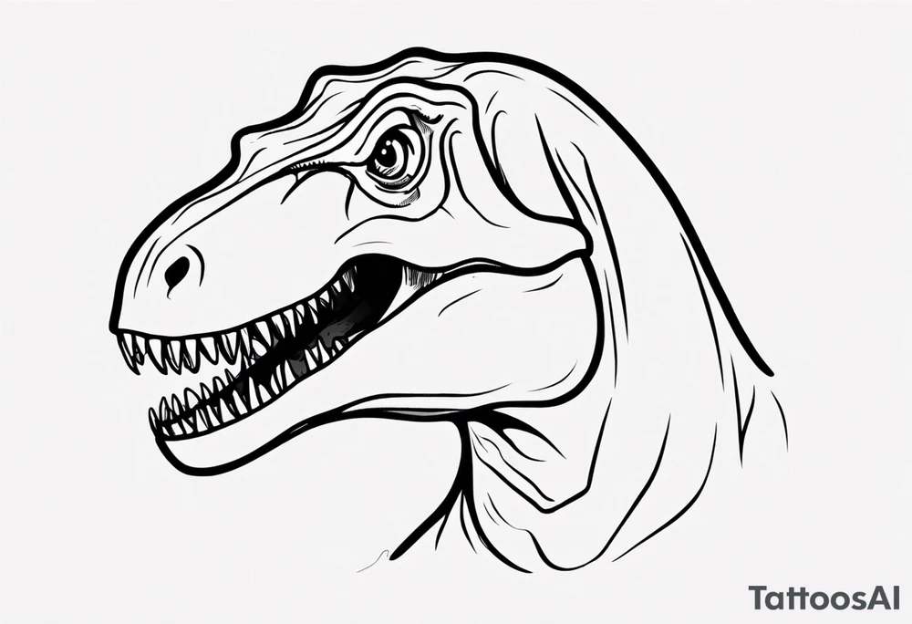 happy t rex outline in a pool tattoo idea