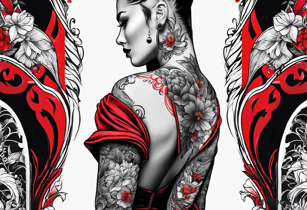 black and red. arm. family.
unique tattoo idea