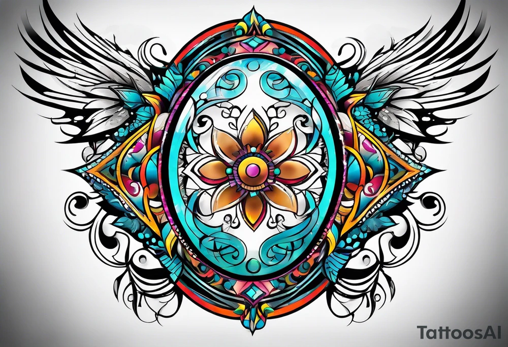 Oval spiritual tattoo idea