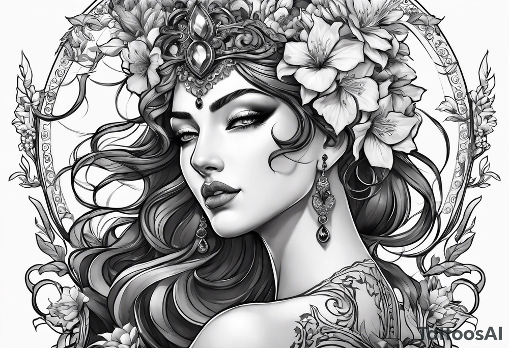 Hades and persephone with blue shadowns tattoo idea