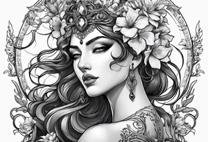 Hades and persephone with blue shadowns tattoo idea