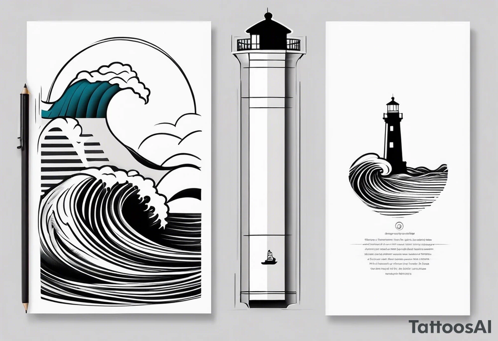 Lighthouse with waves tattoo idea