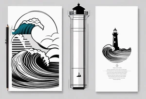 Lighthouse with waves tattoo idea