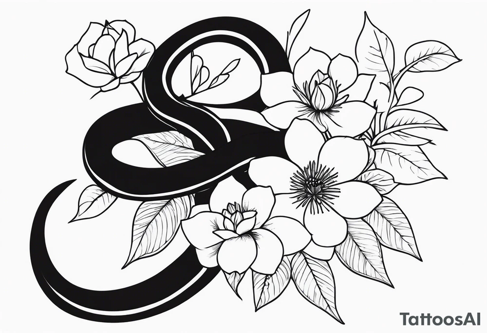 Snake and flowers tattoo idea