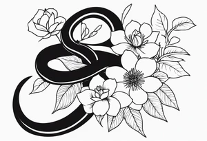 Snake and flowers tattoo idea