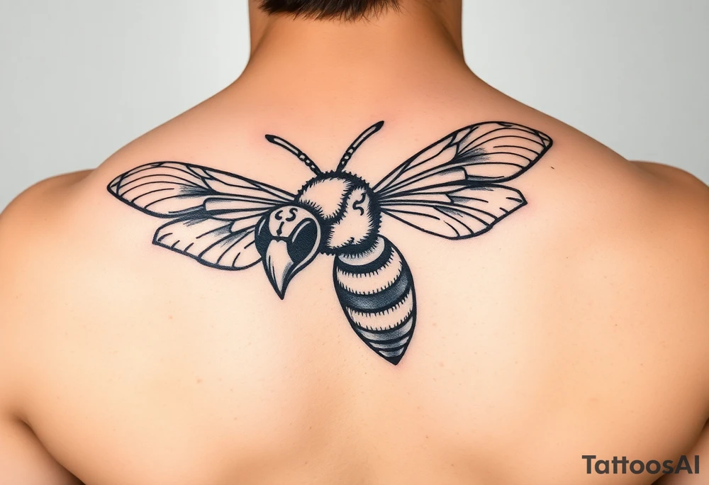 Angry hornet flying with arched body tattoo idea