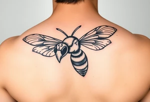 Angry hornet flying with arched body tattoo idea