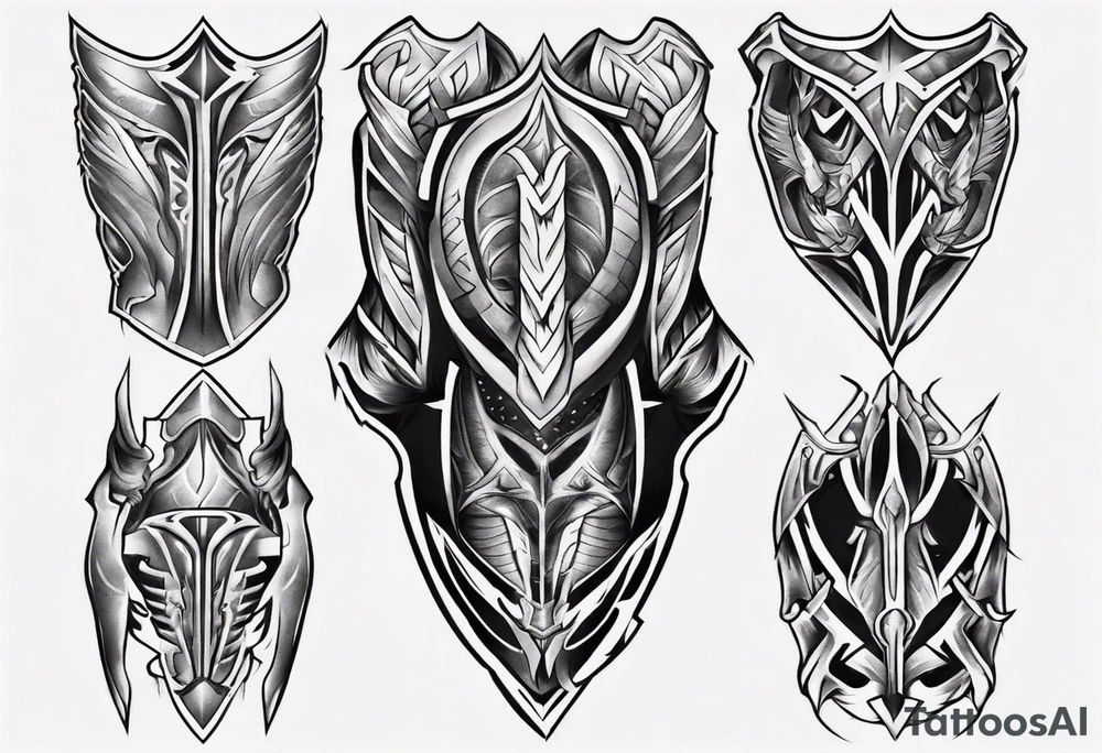 Leg armor symmetrical tattoo idea