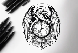 angel holding a clock tattoo idea