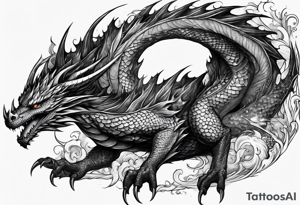 full arm sleeve Smaug the dragon tattoo idea