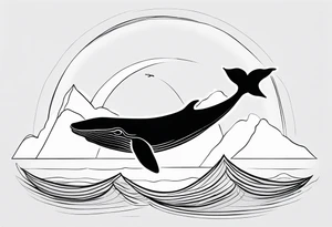 Whale ascending towards light tattoo idea