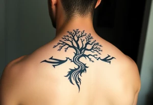 Tree moving in a spiral direction tattoo idea