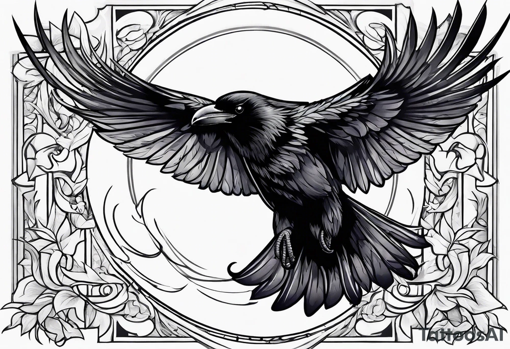 raven flying tattoo idea